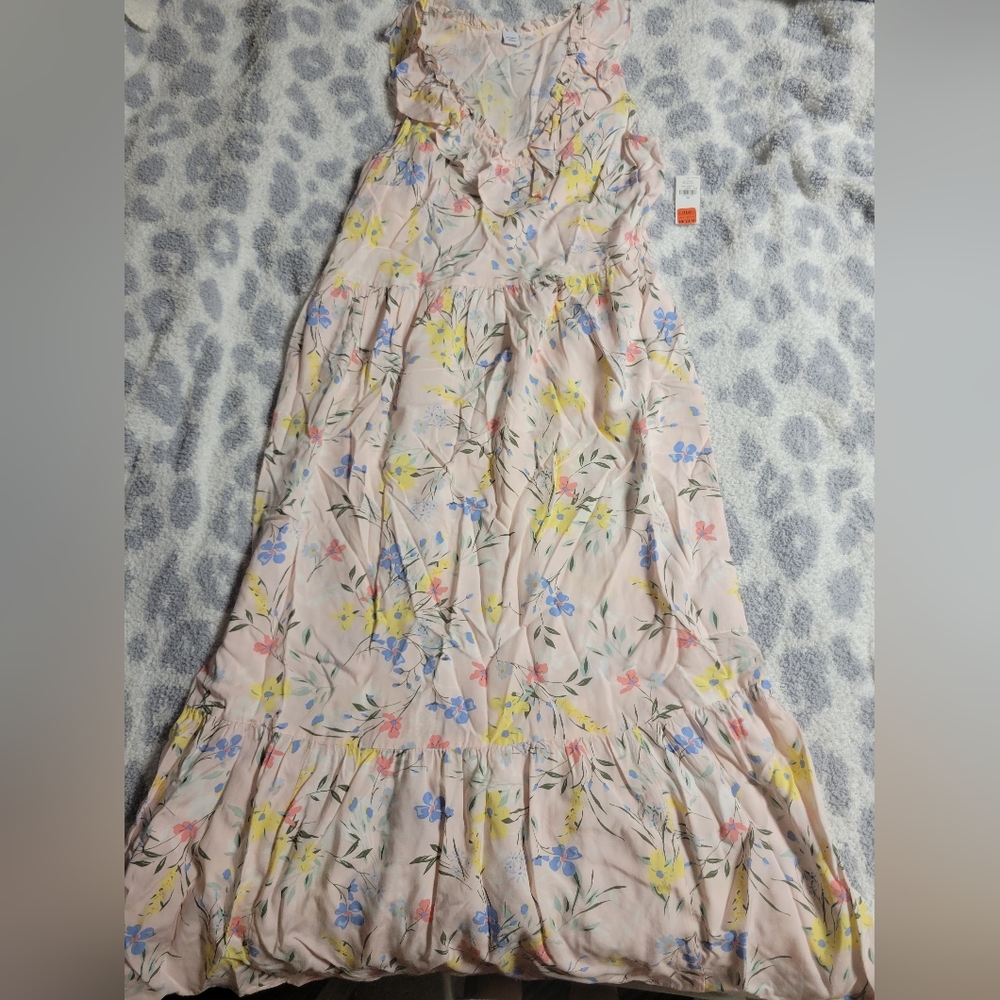Old Navy pink flora midi dress